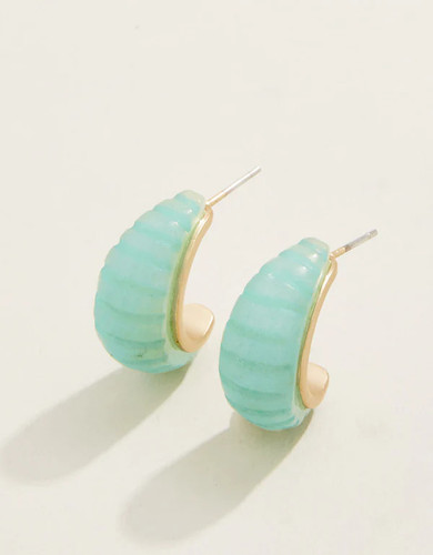 Spartina 449 Carved Jade Hoop Post Earrings