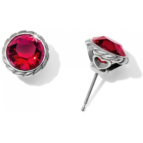 Brighton Iris Ruby Red Crystal Silver Post Stud Earrings