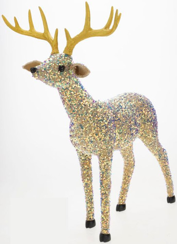 Mark Roberts Gold Sparkling Large Display Reindeer Holiday Deer With Head Straight Mark Roberts Gold Sparkling Large Display Reindeer Holiday Deer With Head Straight
