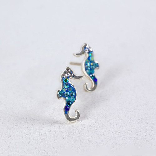 Mosaico Jewelry Crystal Seahorse Stud Earrings