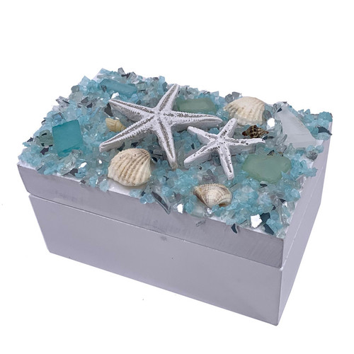 Sea Shells, Seaglass, and Starfish Decorated Trinket Box Sea Shells, Seaglass, and Starfish Decorated Trinket Box