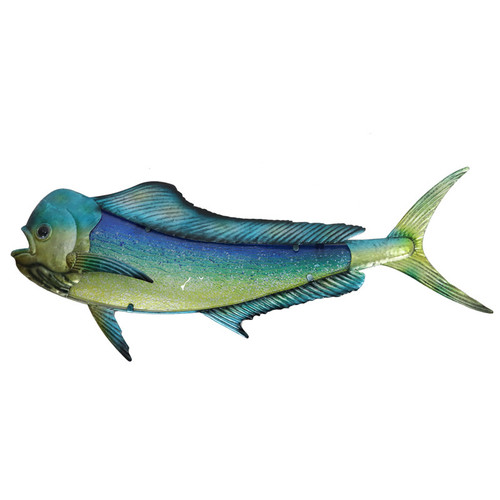Blue Green Dolphin Fish Large Metal Wall Art