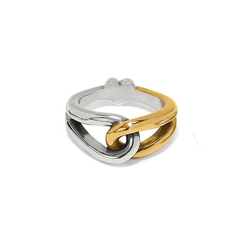 Brighton Interlok Curve Two Tone Gold Silver Ring