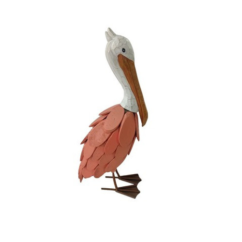 Coral Pink Driftwood Pelican Figurine