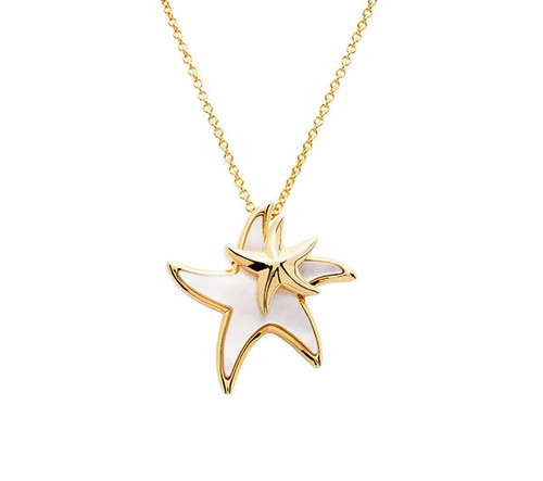 Ocean Jewelry Mother Of Pearl & Gold Mother and Baby Starfish Pendant Gold Necklace Ocean Jewelry Mother Of Pearl & Gold Mother and Baby Starfish Pendant Gold Necklace