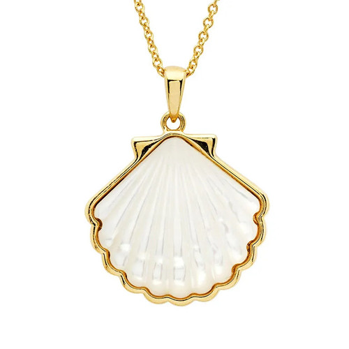 Ocean Jewelry Gold and Mother Of Pearl Scallop Shell Necklace Ocean Jewelry Gold and Mother Of Pearl Scallop Shell Necklace