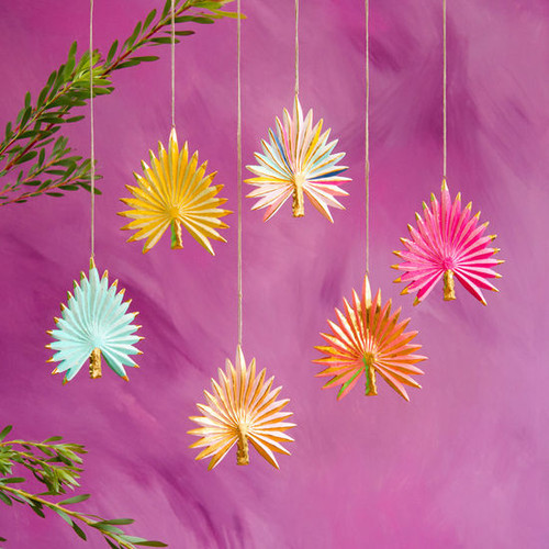 Glitterville Palm Tree Frond Leaves Christmas Tree Ornament Set of 6 Glitterville Palm Tree Frond Leaves Christmas Tree Ornament Set of 6