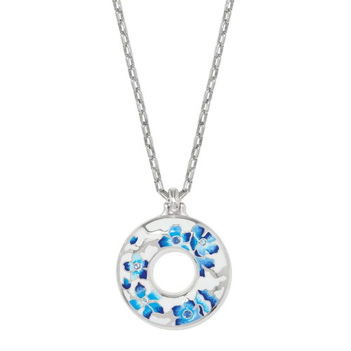 Brighton Kyoto In Bloom Blue Sakura Ring Pendant Silver Necklace