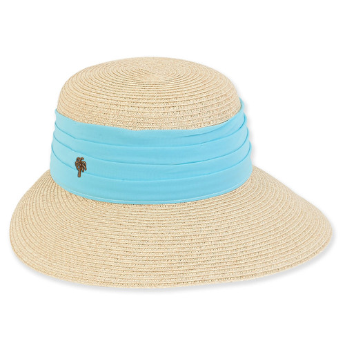 Sun N Sand Pleated Chiffon Ribbon Women's Backless Straw Sun Hat