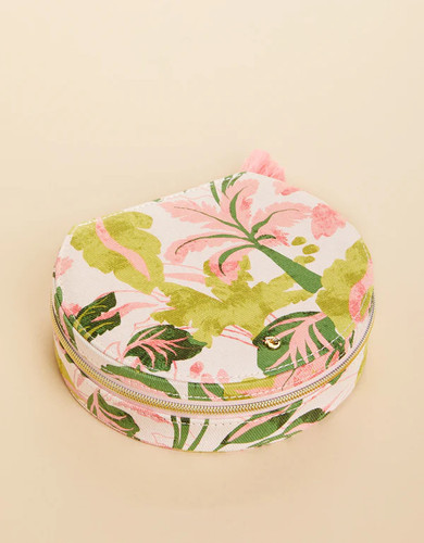 Spartina 449 Palm Paradise Large Round Zippered Travel Jewelry Case