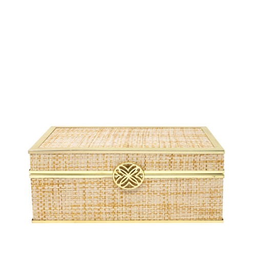 Lilly Pulitzer Gold Trimmed Raffia Jewelry Box