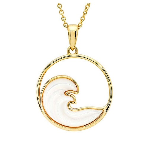 Ocean Jewelry Mother Of Pearl Wave Pendant Gold Vermeil Necklace