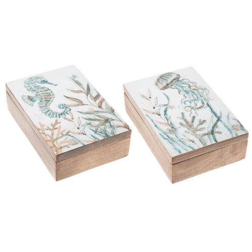 Ganz Epoxy Sealife Mango Wood Trinket Box
