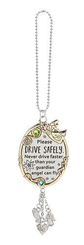 Ganz Two-Tone Jeweled Rear View Mirror Car Charm With Dangle Charms