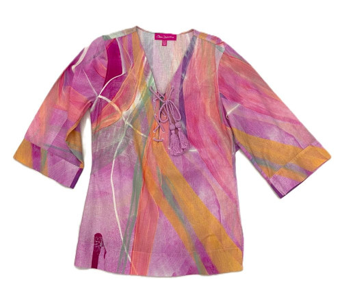 Claire Desjardins Bird Of Paradise Lace-Up 3/4 Sleeve Tunic Claire Desjardins Bird Of Paradise Lace-Up 3/4 Sleeve Tunic