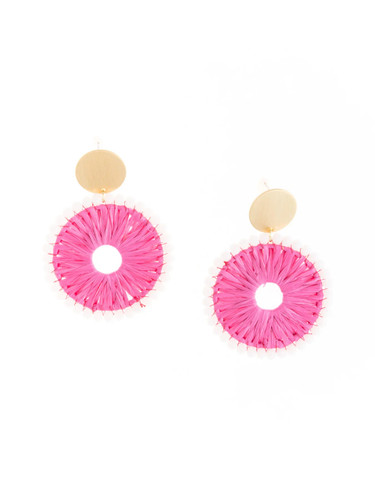 Michelle McDowell Shea Raffia Disc & Bead Earrings Michelle McDowell Shea Raffia Disc & Bead Earrings
