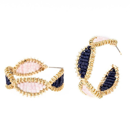 Michelle McDowell Brooke Two Tone Beaded Hoop Gold Earrings