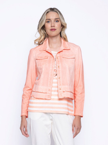 Picadilly Raw Edge Fringe Patch Pocket Jacket