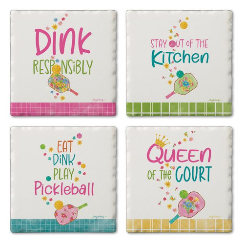 Thirtystone Pickleball Tumbled Tile 4 Pack Coaster Set Thirtystone Pickleball Tumbled Tile 4 Pack Coaster Set