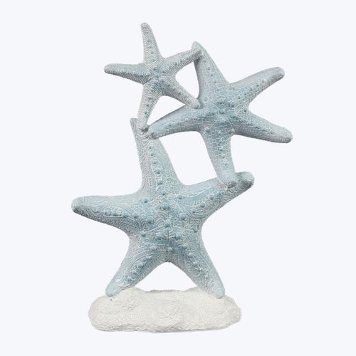 Light Blue Intricate Patterned Stacked Starfish Tabletop Figurine