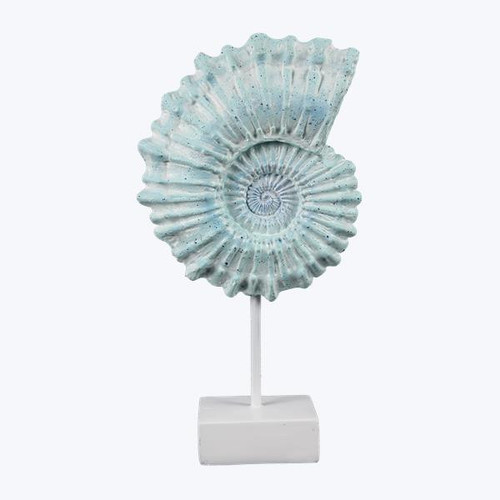 Blue Nautilus Shell On a Pole Tabletop Figurine