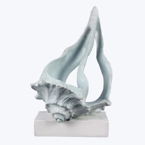 Open Cut Blue Conch Shell On a Pedestal Base Tabletop Figurine