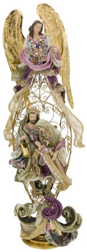 Angelic Jeweled Tapestry 44" Tall Nativity Scene Mark Roberts