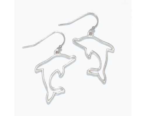Periwinkle Cut-Out Dolphins Silver Dangle Earrings