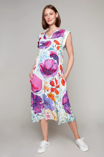 Claire DesJardins A Smattering Of Spring Cap Sleeve Midi Dress Claire DesJardins A Smattering Of Spring Cap Sleeve Midi Dress
