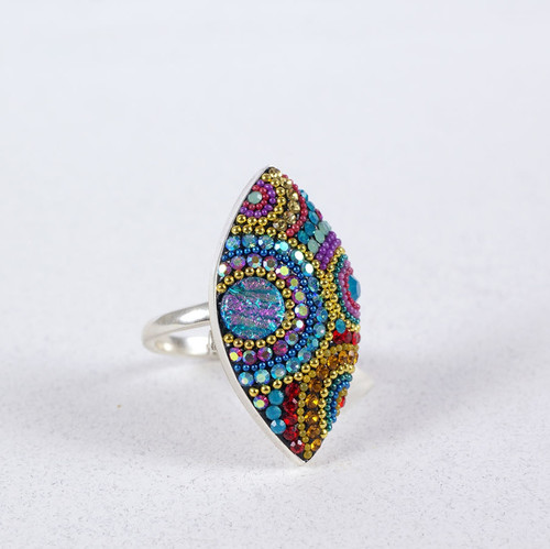 Mosaico Jewelry Glimmering Marquise Crystal Silver Ring