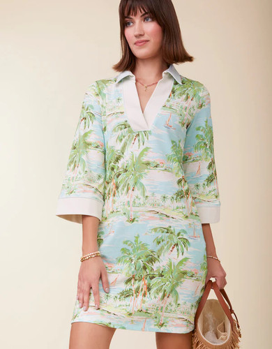 Spartina 449 Overboard Coastal Dreams Taylor Jersey 3/4 Sleeve Dress