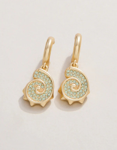 Spartina 449 Sea Foam Nautilus Shell Gold Dangle Earrings