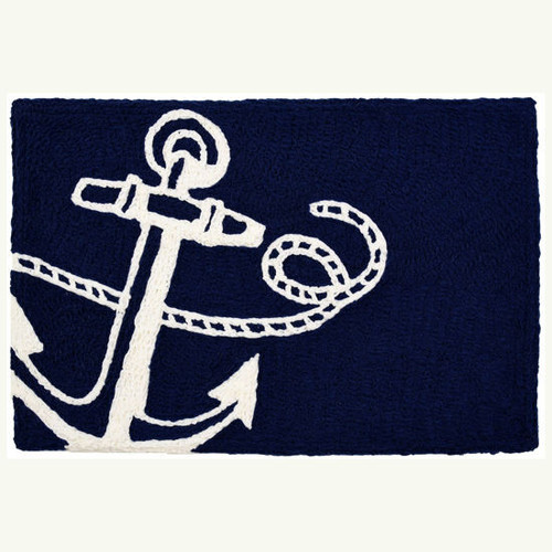 Jellybean Navy Anchor Floor Accent Rug