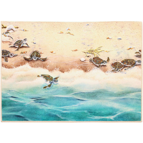 Olivia's Home Great Escape Turtle Hatchlings Ultra Thin Palm Tree Accent Rug