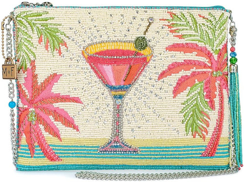 Mary Frances Palm Paradise Pink Cocktail Crossbody Clutch Bag
