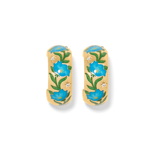 Brighton Reverie Enamel Flowers Gold Hoop Earrings