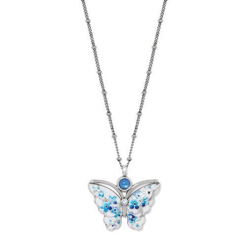 Brighton Kyoto In Bloom Indigo Petite Butterfly Pendant Silver Necklace