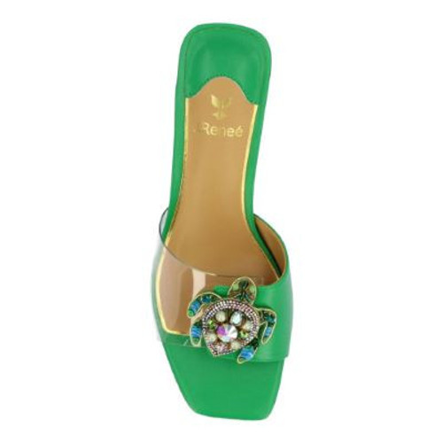 J.Renee Torti Jeweled Green Turtle Low Heel Sandal