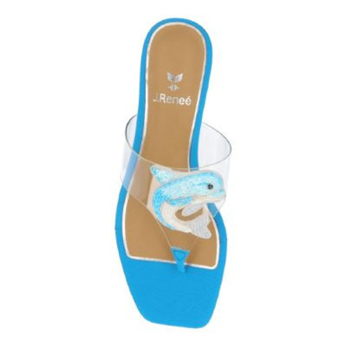 J. Renee Dolphi Blue Dolphin Fancy Low Heel Sandal