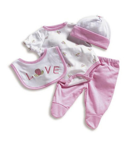 Madame Alexander Wee Wonder Pink Layette & Love Bib 19" Baby Doll Clothes Outfit