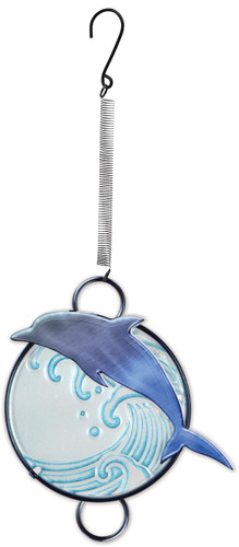 Sunset Vista Blue Dolphin In A Wave Swirl Bouncy Spring Dangler