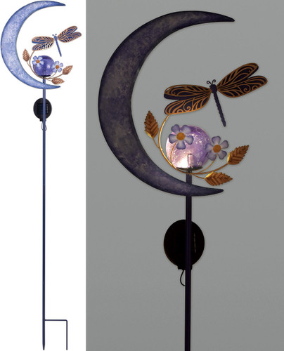 Sunset Vista Purple Moon With Dragonfly Garden Stake Solar Light