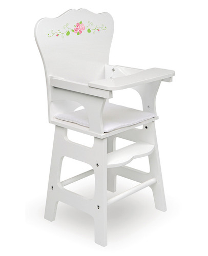 Badger Pink Rose White Wood Doll Highchair
