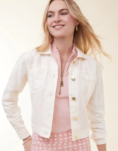 Spartina 449 Antique White Linen Button Front Knox Jacket
