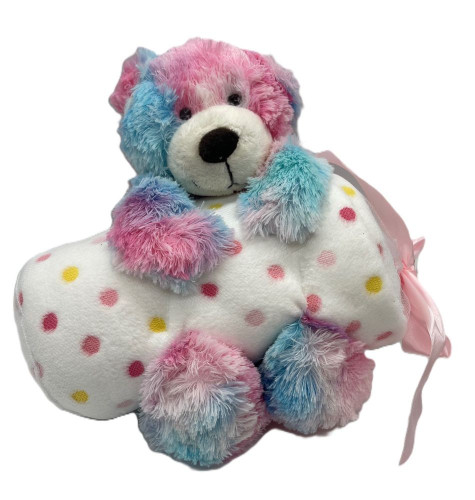 Stephan Baby Plush Tie Dye Bear Polka Dot Baby Blanket Gift Set