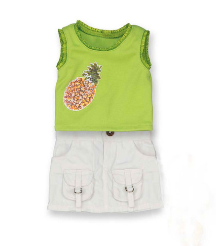 Sophia's Lime Pineapple Top Cargo Skirt Set 18" Doll Clothes Set