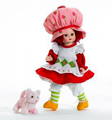 Madame Alexander Strawberry Shortcake 8" Doll Pink Plush Custard Cat Set