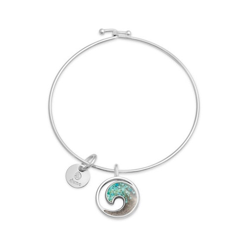 Dune Jewelry Ocean Wave Turquoise & Boynton Beach Sand Silver Plated Bangle Bracelet