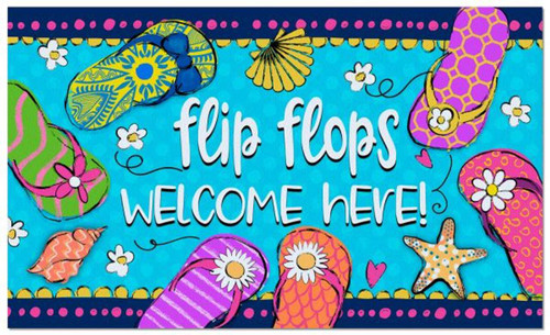 Highland Home Flip Flops Welcome Here Entry Floor Mat