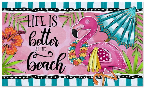 Highland Home Better At The Beach Flamingo Welcome Entry Floor Mat